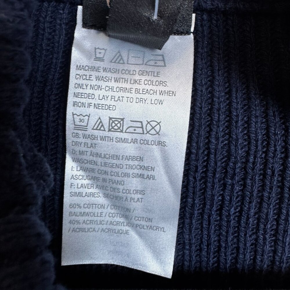 G.I.L.I. Got It Love It Sweater Cape Poncho Gold Button Navy Blue Knit Size XS/S - Picture 10 of 11